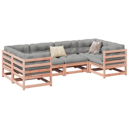 vidaXL Set de sofás jardín 6 pzas con cojines madera abeto Douglas