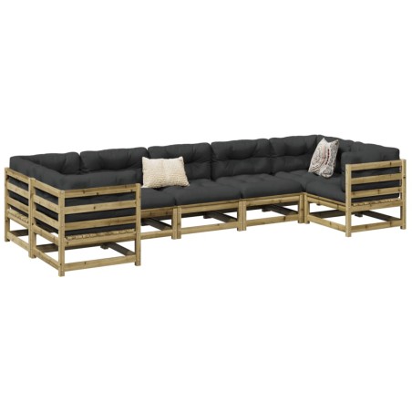 vidaXL Set de sofás jardín 7 pzas con cojines madera pino impregnada