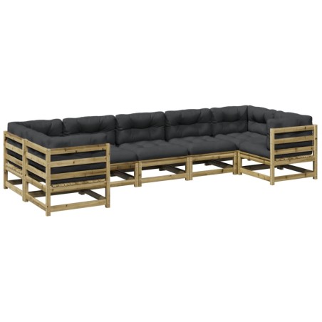 vidaXL Set de sofás jardín 7 pzas con cojines madera pino impregnada