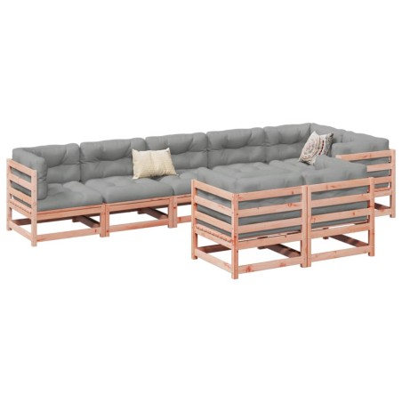 vidaXL Set de sofás jardín 8 pzas con cojines madera de abeto Douglas