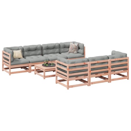 vidaXL Set de sofás jardín 8 pzas con cojines madera de abeto Douglas