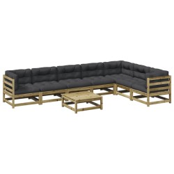 vidaXL Set de sofás jardín 8 pzas con cojines madera pino impregnada