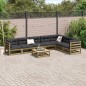 vidaXL Set de sofás jardín 8 pzas con cojines madera pino impregnada