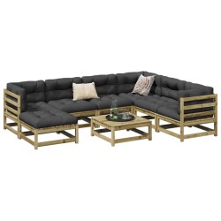 vidaXL Set de sofás jardín 8 pzas con cojines madera pino impregnada