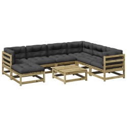 vidaXL Set de sofás jardín 8 pzas con cojines madera pino impregnada