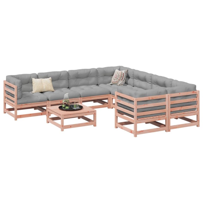 vidaXL Set de sofás jardín 9 pzas con cojines madera de abeto Douglas vidaXL Set de sofás jardín 9 pzas con cojines madera de abeto Douglas
