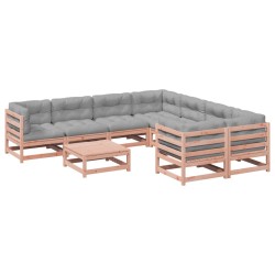 vidaXL Set de sofás jardín 9 pzas con cojines madera de abeto Douglas