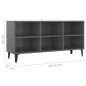 vidaXL Mueble de TV con patas de metal gris brillante 103,5x30x50 cm
