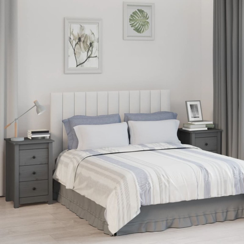 vidaXL Mesitas de noche 2 uds madera maciza de pino gris 40x35x61,5 cm vidaXL Mesitas de noche 2 uds madera maciza de pino gris 40x35x61,5 cm