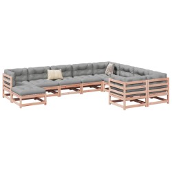 vidaXL Set de sofás de jardín 10 pzas con cojines madera abeto Douglas
