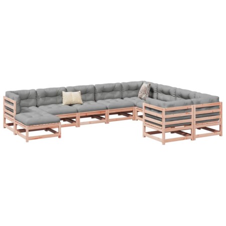 vidaXL Set de sofás de jardín 10 pzas con cojines madera abeto Douglas