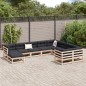 vidaXL Set de sofás de jardín 10 pzas con conjines madera maciza pino vidaXL Set de sofás de jardín 10 pzas con conjines madera maciza pino