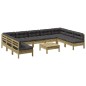 vidaXL Set de sofás jardín 10 pzas con cojines madera pino impregnada vidaXL Set de sofás jardín 10 pzas con cojines madera pino impregnada