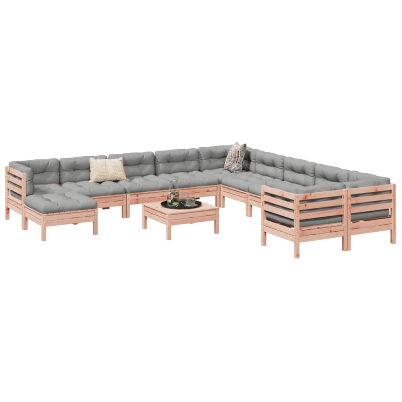 vidaXL Set de sofás jardín 12 pzas con cojines madera de abeto Douglas vidaXL Set de sofás jardín 12 pzas con cojines madera de abeto Douglas