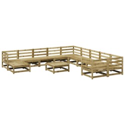 vidaXL Juego de sofás de jardín 12 pzas madera de pino impregnada