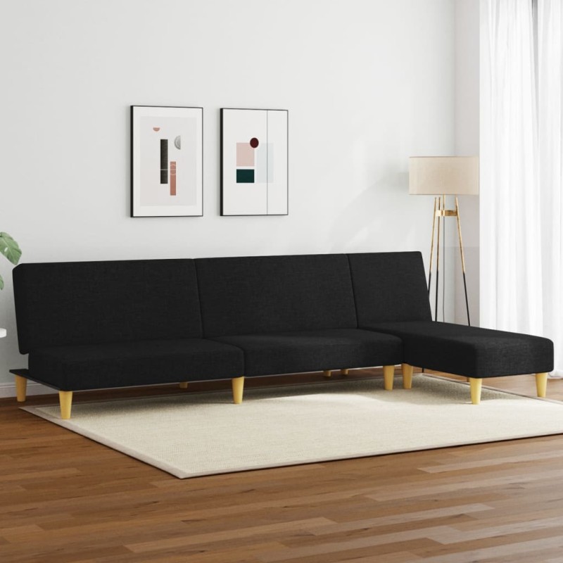 vidaXL Juego de sofás 2 piezas tela negro vidaXL Juego de sofás 2 piezas tela negro