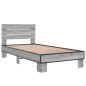 vidaXL Estructura cama madera ingeniería metal gris Sonoma 90x190 cm vidaXL Estructura cama madera ingeniería metal gris Sonoma 90x190 cm