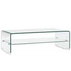 vidaXL Mesa de centro de vidrio templado transparente 98x45x31 cm 