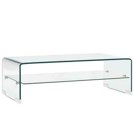 vidaXL Mesa de centro de vidrio templado transparente 98x45x31 cm 