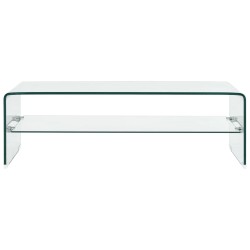 vidaXL Mesa de centro de vidrio templado transparente 98x45x31 cm 