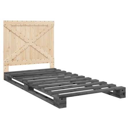 vidaXL Estructura de cama con cabecero madera de pino gris 100x200cm
