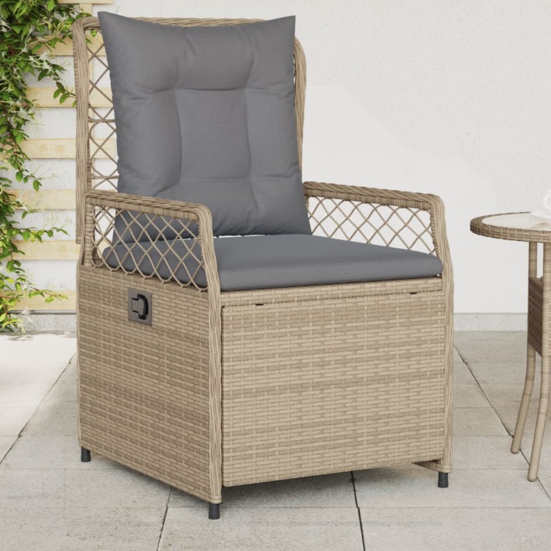 vidaXL Sillones reclinables de jardín 2 uds ratán sintético beige vidaXL Sillones reclinables de jardín 2 uds ratán sintético beige