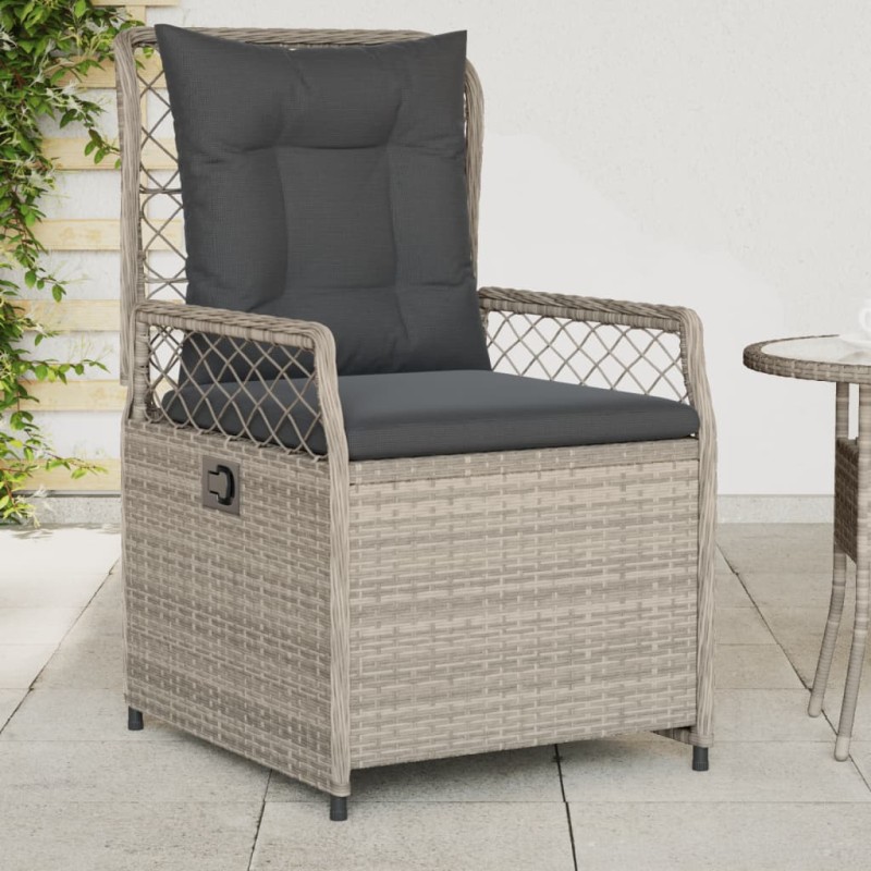 vidaXL Sillones reclinables de jardín 2 uds ratán sintético gris claro vidaXL Sillones reclinables de jardín 2 uds ratán sintético gris claro
