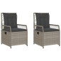 vidaXL Sillones reclinables de jardín 2 uds ratán sintético gris claro vidaXL Sillones reclinables de jardín 2 uds ratán sintético gris claro