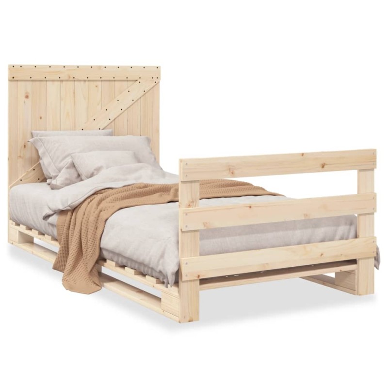 vidaXL Estructura de cama con cabecero madera maciza pino 100x200 cm vidaXL Estructura de cama con cabecero madera maciza pino 100x200 cm