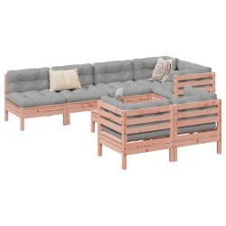 vidaXL Set de sofás jardín 8 pzas con cojines madera de abeto Douglas