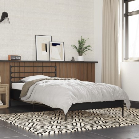 vidaXL Estructura de cama madera de ingeniería y metal negra 90x190 cm