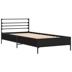 vidaXL Estructura de cama madera de ingeniería y metal negra 90x190 cm