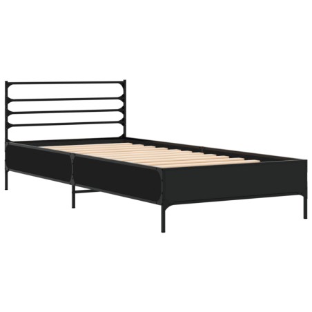 vidaXL Estructura de cama madera de ingeniería y metal negra 90x190 cm