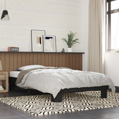 vidaXL Estructura de cama madera de ingeniería y metal negro 90x200 cm