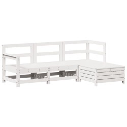 vidaXL Juego de sofás de jardín 4 pzas madera maciza de pino blanco