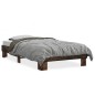 vidaXL Estructura cama madera ingeniería metal roble humo 75x190 cm vidaXL Estructura cama madera ingeniería metal roble humo 75x190 cm