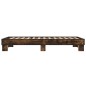 vidaXL Estructura cama madera ingeniería metal roble humo 75x190 cm vidaXL Estructura cama madera ingeniería metal roble humo 75x190 cm