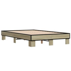 vidaXL Estructura cama madera ingeniería metal roble Sonoma 140x190 cm