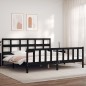 vidaXL Estructura cama de matrimonio con cabecero madera maciza negro vidaXL Estructura cama de matrimonio con cabecero madera maciza negro