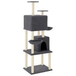 vidaXL Rascador para gatos con postes de sisal gris oscuro 180 cm