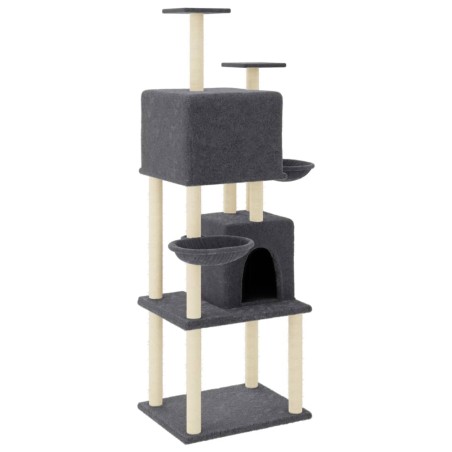 vidaXL Rascador para gatos con postes de sisal gris oscuro 180 cm