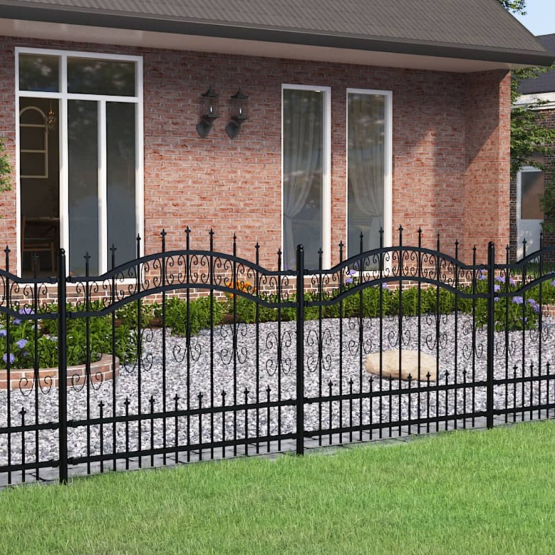 vidaXL Valla de jardín con punta de lanza acero recubierto negro 140cm