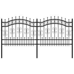 vidaXL Valla de jardín con punta de lanza acero recubierto negro 140cm