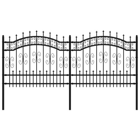 vidaXL Valla de jardín con punta de lanza acero recubierto negro 140cm