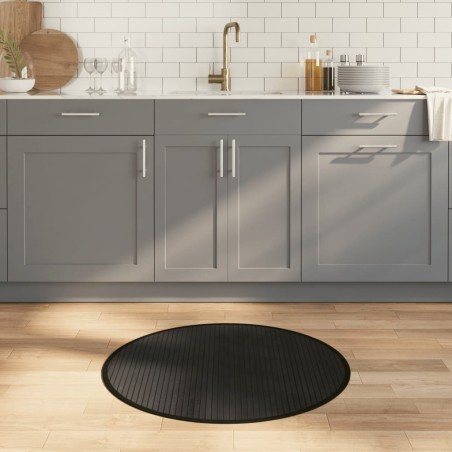 vidaXL Alfombra redonda bambú negro 80 cm