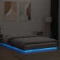vidaXL Estructura cama con luces LED madera gris hormigón 135x190 cm vidaXL Estructura cama con luces LED madera gris hormigón 135x190 cm