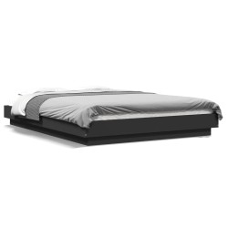 vidaXL Estructura cama con luces LED madera ingeniería negro 135x190cm
