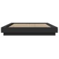 vidaXL Estructura cama con luces LED madera ingeniería negro 135x190cm vidaXL Estructura cama con luces LED madera ingeniería negro 135x190cm