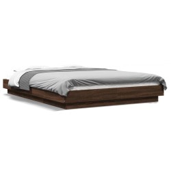 vidaXL Estructura de cama madera de ingeniería marrón roble 135x190 cm