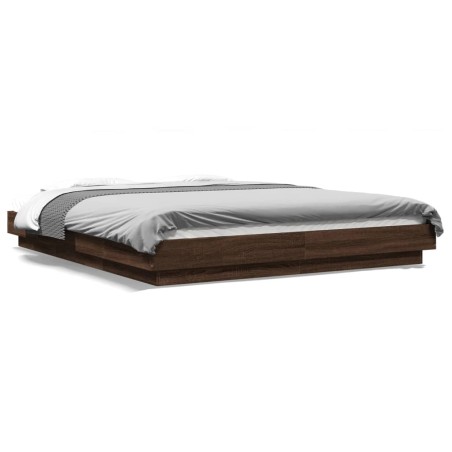 vidaXL Estructura de cama madera de ingeniería marrón roble 160x200 cm